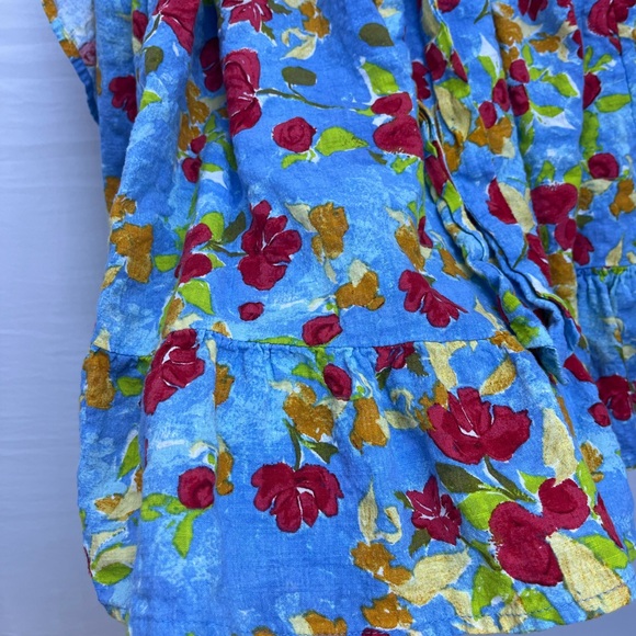 🌹 LC Lauren Conrad Red and Blue Tiered Wrap Midi Dress - Picture 3 of 7